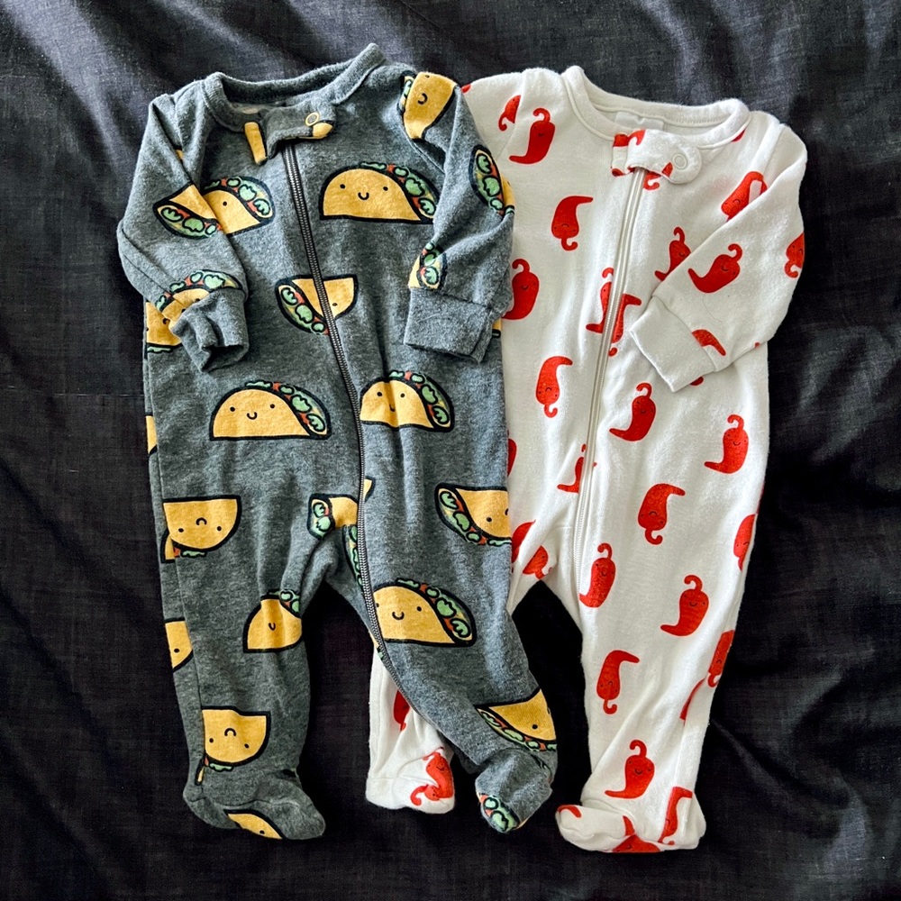 Gerber Preemie Footed Sleepers | Tacos & Peppers |